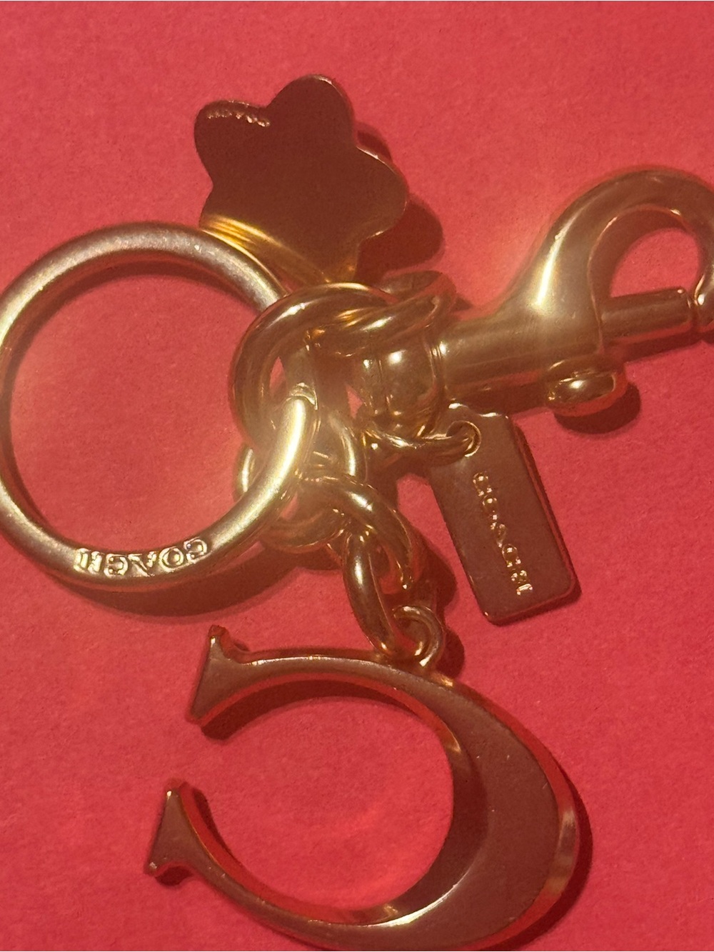 Coach Tea Rose Gold-Tone Keyring Bag Charm - Picture 8 of 16